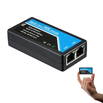 Image of Revotech Gigabit 2 Port PoE Extender, IEEE 802.3af/at PoE+ Standard, 10,100,1000Mbps, Repeater 100 meters(328 ft), Extender 1 In Out, Power Supply for Camera/PoE Device (POE5003 G)