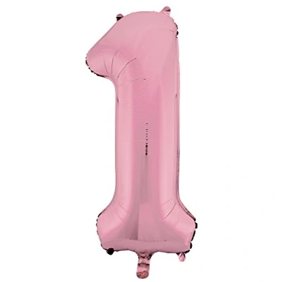 Image of Lovely Pink Number 1 Shaped Large Foil Balloon (86cm) Piece Perfect for Birthday Parties and Special EventsL