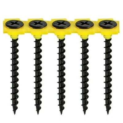 Image of Black Bugle Head Drywall COARSE Thread Screws Collated 1000 Packs Drylining Wood Framework Studding (3.5 x 25mm)