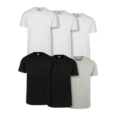 Image of Urban Classics Basic TEE 6 PACK Tshirt, Men&#039;s, Size: Medium, White/black/grey