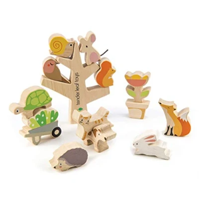 Image of Tender Leaf Toys Stacking Garden Friends Wooden Block Game