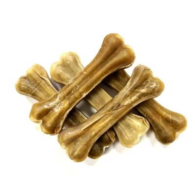 Image of Medium 6 inch Pressed Bones x 5 Natural Rawhide Dog Treats RHS