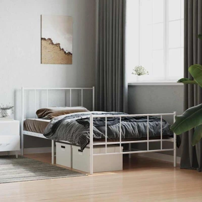Image of Metal Bed Frame without Mattress with Footboard White 80x200cm Vidaxl