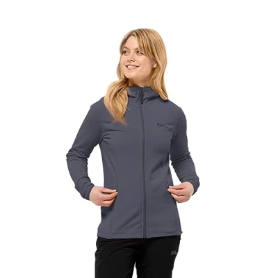 Image of Jack Wolfskin Women&#039;s Baiselberg Hooded Fz W Fleece Jacket, Dolphin, L
