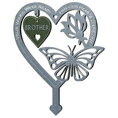 Image of Memorial Plaque Heart Shaped Butterfly Ornament, Weatherproof Inserted Garden Stakes Yard Sign,Your Wing Were Ready, But Our Not for Mom, Dad, Best Friend, Husband, Gift (Brother)