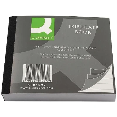 Image of Q Connect Feint Ruled Triplicate Book 102x127mm Ref KF04097