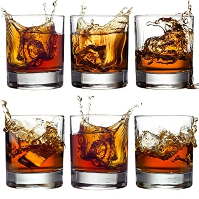 Image of CRYSTALIA Luxury Whisky Glasses Set of 6, 100% LEAD FREE 305ml Heavy Base Whiskey Glass Tumbler Glasses, Rocks Old Fashioned Glass, Bar Drinking Irish