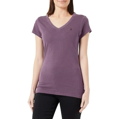 Image of G STAR RAW Women&#039;s Eyben Slim V Neck Top Tops, Purple (lt maze gd D21314 B059 G217), S