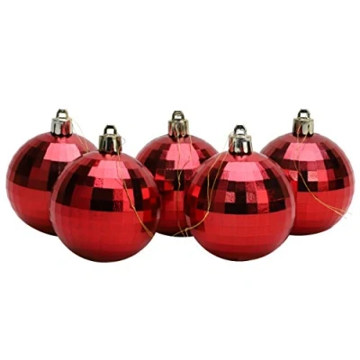 Image of Christmas Concepts® Pack of 5 60mm Mirror Disco Baubles Tree Decorations (Red)