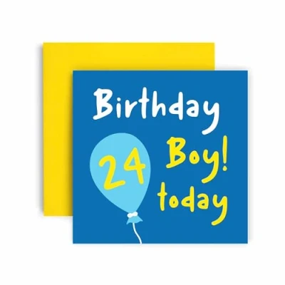 Image of Huxters 24th Birthday Card for Him Son Brother Colourful Pink Gift gifts Men Dad Uncle Friend (24th)