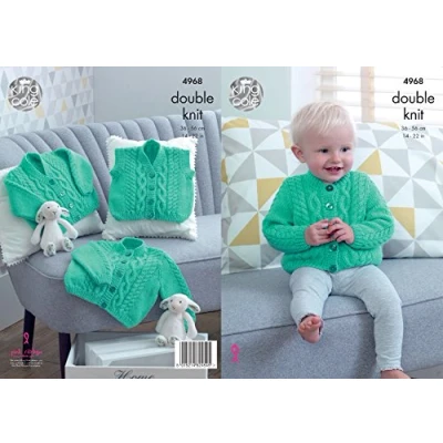 Image of King Cole 4968 Knitting Pattern Baby Cardigans and Waistcoat in Comfort DK
