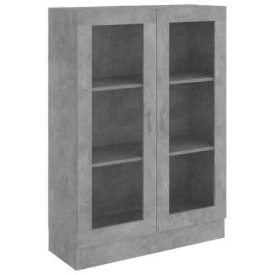 Image of vidaXL Vitrine Cabinet in Concrete Grey Scandinavian Style Engineered Wood Book with 3 Compartments Ideal for Home and Office Use