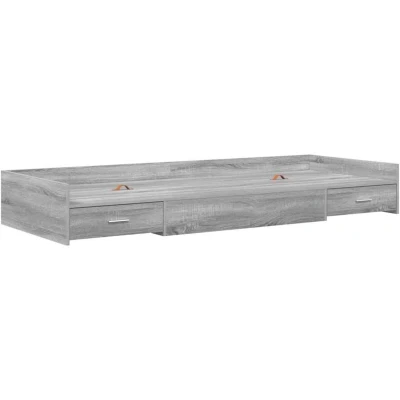 Image of vidaXL Storage Bed Frame with Drawer Grey Sonoma 80 x 200 cm Engineered wood