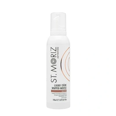 Image of St Moriz Advanced Luxury Crème Whipped Fake Tan Mousse in Medium Luxurious Tanning with Hyaluronic Acid, Rosehip Oil &amp; Vitamin E Satin Finish Sunkissed Glow Vegan Cruelty Free 150ml