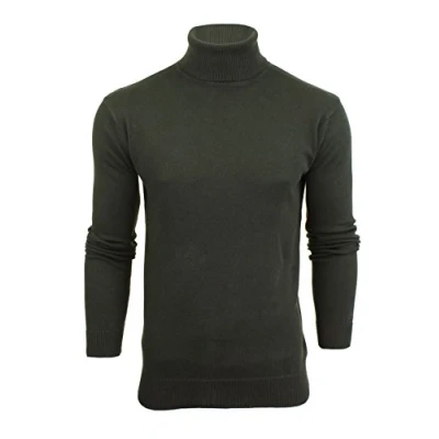 Image of Brave Soul Mens Khaki &#039;Hume&#039; Roll Neck Jumper Size 2XL