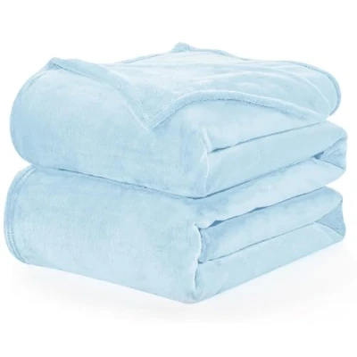 Image of WAVVE Fleece Blanket Sofa Throw Light Blue 4ft x 5ft Fluffy Soft Warm Versatile for Sofa/Couch/Bed Throw/Single Size, 130x150 cm