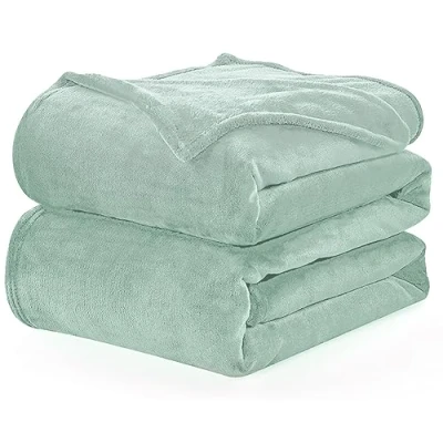 Image of WAVVE Fleece Blanket Sofa Throw Sage Green 5ft x 6.5ft Fluffy Soft Warm Versatile for Sofa/Couch/Bed Double/Twin Size, 150x200 cm