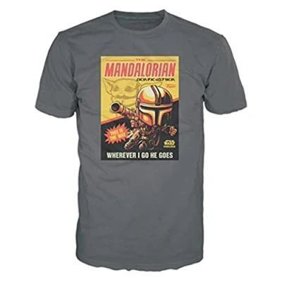 Image of Funko Boxed Tee: The Mandalorian Medium Star Wars: T Shirt Clothes Gift Idea Short Sleeve Top for Adults Unisex Men and Women Official Merchandise Fans Multicolour