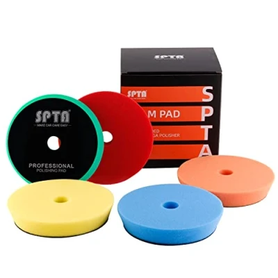Image of SPTA Buffing Polishing Pad, 5Pcs 150mm Sponges Wax Car Pad Foam Set for 125mm DA/RO Dual Action Polisher Sanding,Polishing, Waxing