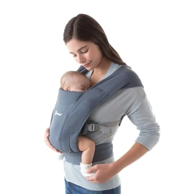 Image of Ergobaby Embrace Baby Carrier for Newborns from Birth, Extra Soft &amp; Ergonomic with Head Support, Oxford Blue