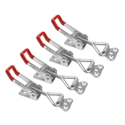 Image of POWERTEC 4PK Toggle Clamp, 220 lbs Holding Capacity, 4001 Adjustable Pull Action Latch for Smoker, Tool Box, Woodworking Jigs and Fixtures, Cabinet, Door (20311V)