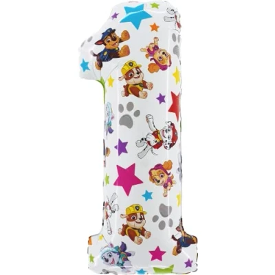 Image of Toyland® 26 Inch Paw Patrol Number Foil Balloon Kids Party Balloons 1 6 Available (NUMBER 1)
