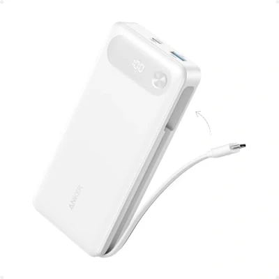 Image of Anker Power Bank, 20,000mAh Portable Charger with Built in USB C Cable, 87W Max Fast Charging Battery Pack, 2 and 1 A, for iPhone 16/15/14/13 Series, Samsung, Switch, More