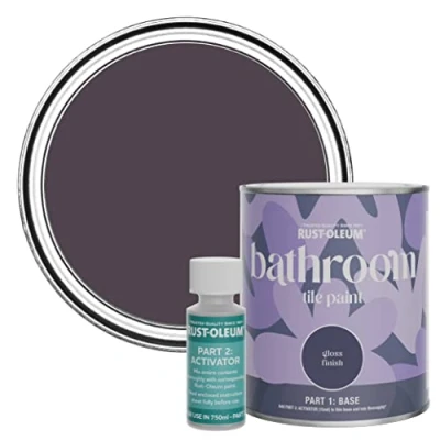 Image of Rust Oleum Purple Water Resistant Bathroom Tile Paint in Gloss Finish Grape Soda 750ml