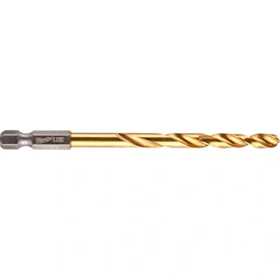 Image of Milwaukee Shockwave Metal Drill Bit HSS G Red Hex Titanium 1/4 Inch 5.5 x 104 mm