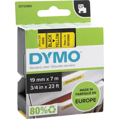 Image of D1 Label Tape 19mmx7m Black on Yellow Dymo
