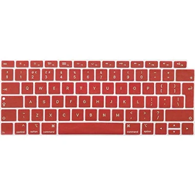 Image of FINDING CASE EU/UK Keyboard Cover Compatible 2018 Newest MacBook Air 13 Inch A1932 with Touch ID/Retina Display Waterproof Adhesive Protective Silicone Skin Wine red