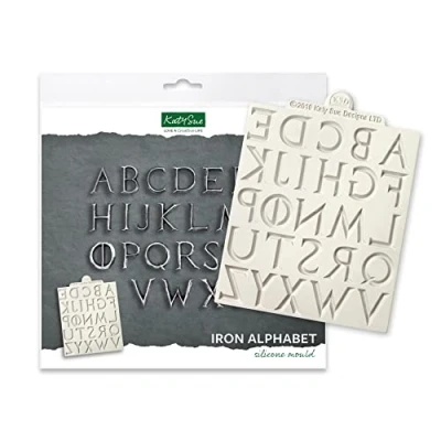 Image of Katy Sue Iron Alphabet Silicone Mould for Cake Decorating &amp; Crafts Makes a to Z Letters in Upper Case/Capital Fantasy, Chiselled, Medieval, Game of Thrones esque Style