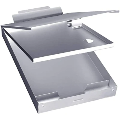 Image of Metal Clipboard with Storage Box, Letter Size Aluminum Clipboards, Binder Form Holder High Capacity Clip, Top Hinge Opening for Heavy Duty, Nursing, Patrol, Office Business Professionals
