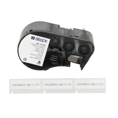 Image of Brady FreezerBondz™ Polyester Pre Sized Labels for Label Printer BMP41/BMP51/BMP53/M511 180 Self Adhesive Black on White (12,70 mm (W) x 41,91 (H)) M4 124 490