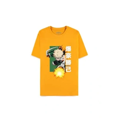 Image of DIFUZED Orange Bakugo Katsuki My Hero Academia T Shirt Short Sleeve, Multicoloured, One Size