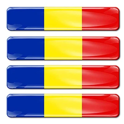 Image of 4 x 3D Domed Silicone Stickers Decals Romania National Romanian Flag Car Motorcycle Helmet F 18