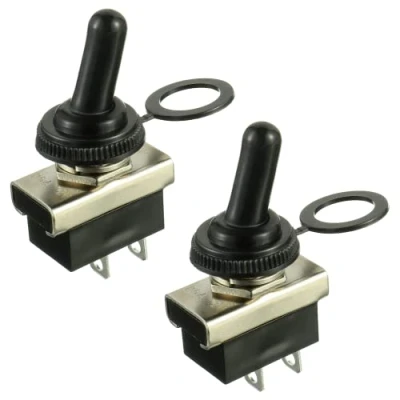 Image of HUAREW KN3(D) 101 Metal Toggle Switch On/Off 12V 25A 2 Position Pin Waterproof with Rubber Cover (2 Pcs)