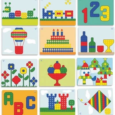 Image of Miniland Miniland95071 Models Patterns for Giant Super Pegs, Multi Color