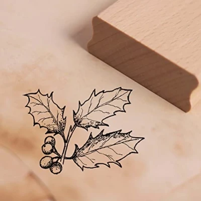 Image of Holly Stamp Approx. 48 x 35 mm