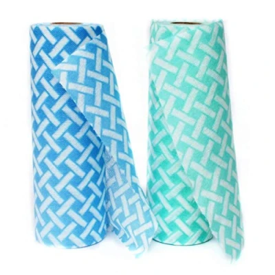 Image of JEBBLAS Kitchen Rolls Disposable Cloth All Purpose Cloths on a Roll Dish Blue&amp;Green