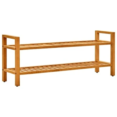 Image of vidaXL Shoe Rack 4 Shelf Storage Unit, Solid Oak Wood, Rustic Style, Compact and Functional Design for Hallway, Brown