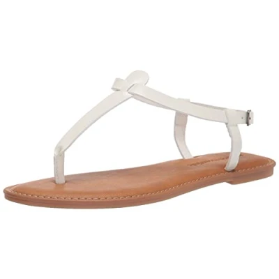 Image of Amazon Essentials Women&#039;s Casual Thong Sandal with Ankle Strap, White, 7 UK