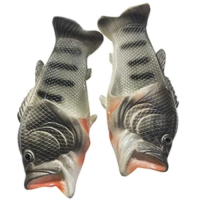 Image of Diabolical DP1241L Fishy Feet Trouts Weird Fish Flip Flops, Sliders, Funny Gifts for Women and Men, Novelty Gifts, Fishing Fisherman, Dad Gift