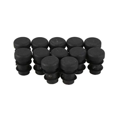 Image of FYOBOT 12 Pcs Plastic 12mm Pipe End Blanking Caps Bung Tube Insert Plug Round Black