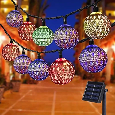 Image of Solar String Lights Outdoor, 8 Modes 23ft 50LED Garden Fairy Waterproof Lighting for Gazebo, Fence, Wall, Patio,Wedding,Christmas(Multicolor)