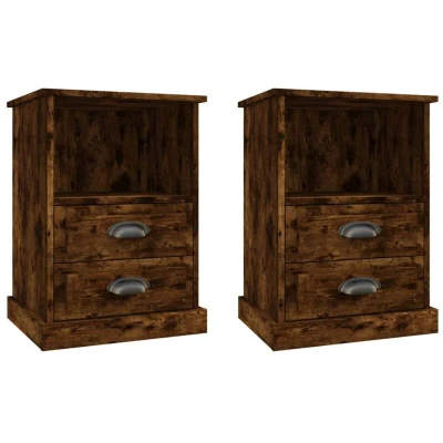 Image of vidaXL Bedside Cabinets 2 pcs Smoked Oak 43x36x60 cm