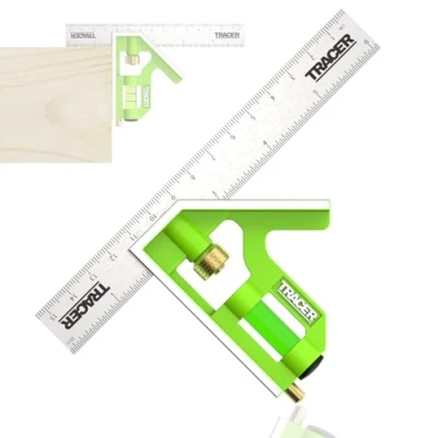Image of TRACER Combination Square 150mm (6 Inch). 45/90 degree Measuring Tool with built in Spirit Level and Scribe Tool. Metric &amp; Imperial scales. Stainless Steel