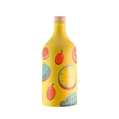 Image of Frantoio Muraglia, Mediterranean Fruits Ceramic Jar with Extra Virgin Olive Oil 500ml, Intense Fruity, Created and Hand Decorated by Our Puglian Artisans