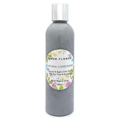 Image of Amor Florum Clarifying Conditioner 98.5% Natural Charcoal, ACV, Tea Tree, Eucalyptus. No Sulfates/Parabens/Silicones, pH 5.5, Sensitive Skin. 250ml