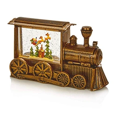 Image of Premier 29cm Gold Christmas Water Spinner Train with Warm White LEDs (LB184644)